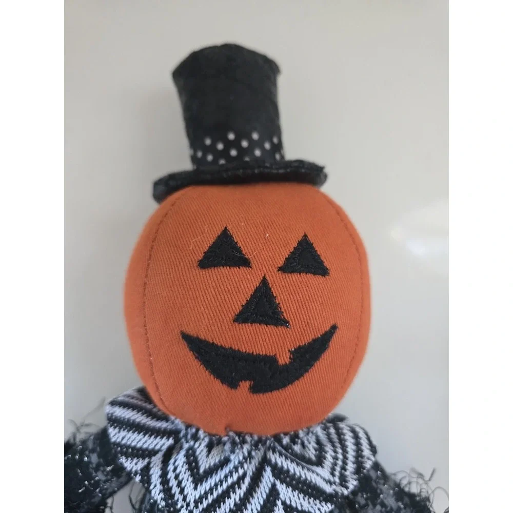 Midnight Beaded‎ Dangle Legs Weighted Pumpkin Head Mantle Bookshelf New